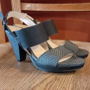 CL by Laundry Black Textured Heels, Sz 6 Women's